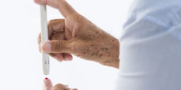 In this photo illustration it shows - Diabetes test senior. (Photo Illustration by: Media for Medical/UIG via Getty Images)