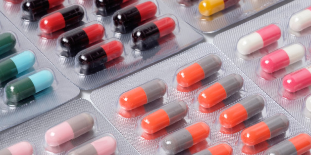 drug pill and capsule of antibiotics in blister packaging