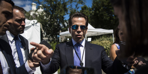 WASHINGTON, DC - JULY 25: White House communications director Anthony Scaramucci talks with reporters and members of the media outside the West Wing at the White House in Washington, DC on Tuesday, July 25, 2017. The White House is hosting a Regional Media Day with live radio broadcast from the White House Driveway and interviews with White House senior staff, Cabinet members and agency staffers. (Photo by Jabin Botsford/The Washington Post via Getty Images)