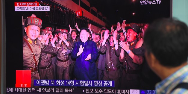A man watches a television screen showing a video footage of North Korean leader Kim Jong-Un during the North's latest test launch of an intercontinental ballistic missile (ICBM), at a railway station in Seoul on July 29, 2017.
North Korean leader Kim Jong-Un said on July 29 the country's second ICBM test demonstrated the ability to strike any target in the United States, in a direct challenge to President Donald Trump who had issued dire warnings over its missile program. / AFP PHOTO / JUNG Yeon-Je (Photo credit should read JUNG YEON-JE/AFP/Getty Images)