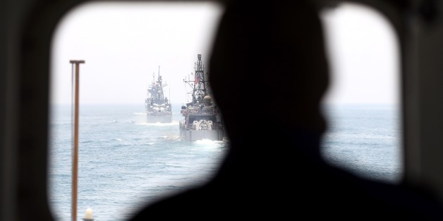 PERSIAN GULF, UNSPECIFIED - JUNE 16: Navy ships are seen during a joint naval exercise between The U.S. and Qatar in Persian Gulf, Unspecified on June 16, 2017. After 12 billion dollars worth F-35 fighter jet agreement United States and Qatar vessels held a joint military exercise at Persian Gulf. (Photo by Stringer/Anadolu Agency/Getty Images)