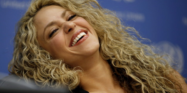 Colombian singer and UNICEF Goodwill Ambassador Shakira laughs during a news conference at United Nations headquarters in New York, September 22, 2015. Shakira and UNICEF were calling for the urgent need for increased investment in early childhood development ahead of 70th United Nations General Assembly which convenes September 28. REUTERS/Mike Segar