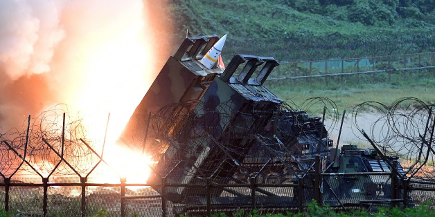 EAST COAST, SOUTH KOREA - JULY 29: In this handout photo released by the South Korean Defense Ministry, U.S. Army Tactical Missile System (ATACMS) firing a missile into the East Sea during a South Korea-U.S. joint missile drill aimed to counter North Korea¡¯s ICBM test on July 29, 2017 in East Coast, South Korea. North Korea launched another test missile, believed to be an Inter Continental Ballistic Missile (ICBM), which travelled 45 minutes before splashing down in the Exclusive Economi
