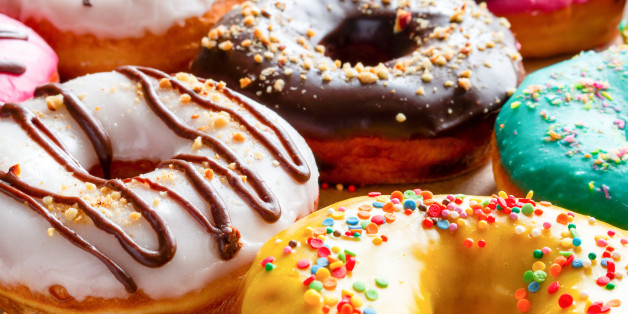 donuts in multicolored glaze close-up