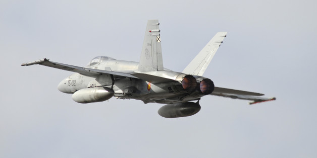 Spanish Air Force EF-18M Hornet taking off with full afterburner from Albacete Air Base, Spain, during NATO TLP.