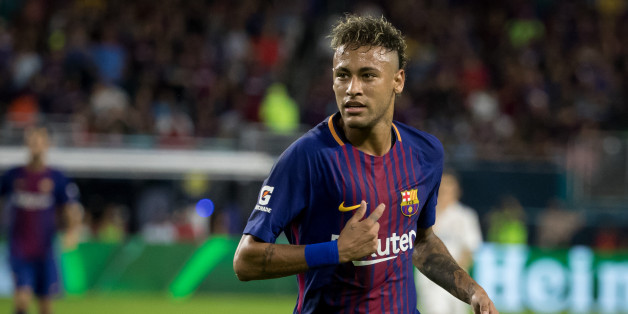 MIAMI, FL - JULY 29: Neymar #11 of Barcelona during the International Champions Cup El Clásico match between FC Barcelona and Real Madrid at the Hard Rock Stadium on July 29, 2017 in Miami, FL. FC Barcelona won the match with a score of 3 to 2. FC Barcelona was the International Champions Cup winners. (Photo by Ira L. Black/Corbis via Getty Images)