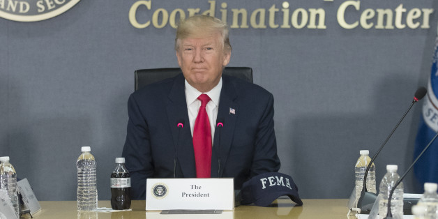 WASHINGTON, DC - AUGUST 4: (AFP OUT) U.S. President Donald Trump speaks during a visit to Federal Emergency Management Agency (FEMA) headquarters on August 4, 2017 in Washington, DC. Trump visited FEMA headquarters to receive a briefing on the hurricane season. (Photo by Michael Reynolds - Pool/Getty Images)