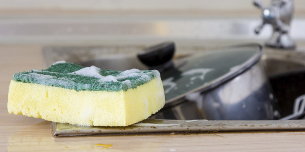 Clean sponge in dirty sink