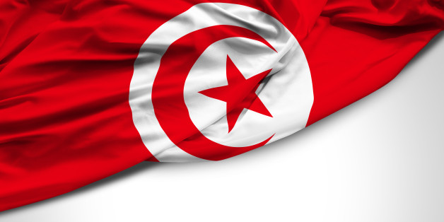 Tunisia waving flag on white background