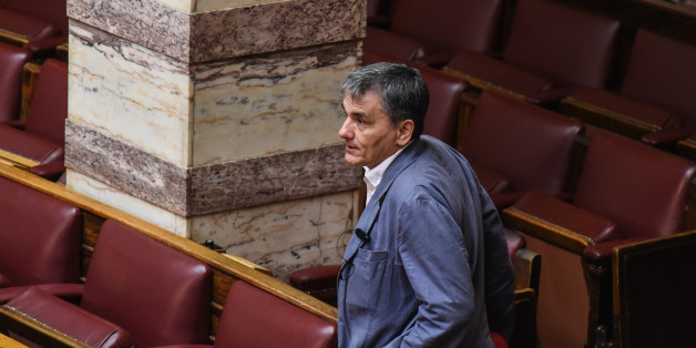 Euklid Tsakalotos, Minister of Finance during discussion in the hellenic parliament on a draft law for austerity measures, in Athens on June 9, 2017. (Photo by Wassilios Aswestopoulos/NurPhoto via Getty Images)