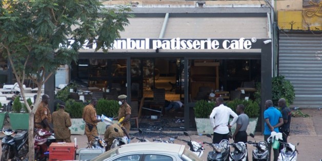 OUAGADOUGOU, BURKINA FASO - AUGUST 14: Security forces stand guard as they take security measures as some people abducted after a terrorist gunmen attack at a restaurant on Kwame Nkrumah Avenue in Ouagadougou, Burkina Faso on August 14, 2017. At least 18 people were killed and 8 other wounded due to the terrorist attack. (Photo by Olympia De Maismont/Anadolu Agency/Getty Images)