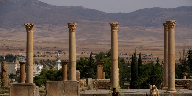 TAMGAD, ALGERIA - AUGUST 2: August 2nd, 2012, Tamgad (old town) in Batna, Algeria. The roman emperor Trajan built the military colony of Timgad during the first century AD, in the Aures, which is part of the UNESCO World Heritage.