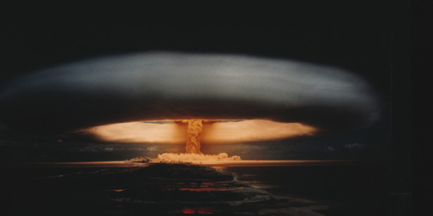 Nuclear explosion and atomic mushroom cloud. the image depicts a nuclear exercise in Mururoa. | Location: Mururoa, French Polynesia, France. (Photo by Kipa/Sygma via Getty Images)