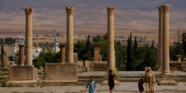 TAMGAD, ALGERIA - AUGUST 2: August 2nd, 2012, Tamgad (old town) in Batna, Algeria. The roman emperor Trajan built the military colony of Timgad during the first century AD, in the Aures, which is part of the UNESCO World Heritage.