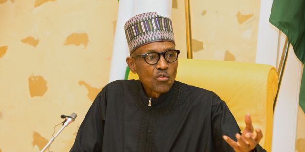 Nigerian President Muhammadu Buhari addresses members of his cabinet upon his arrival at the presidency in Abuja, on March 10, 2017. President Muhammadu Buhari arrived back in Nigeria on Friday after nearly two months in London receiving treatment for an undisclosed ailment. / AFP PHOTO / Sunday AGHAEZE (Photo credit should read SUNDAY AGHAEZE/AFP/Getty Images)