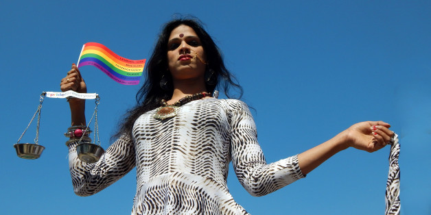 Portrait of LGBT activist with equality demand during Queer Swabhimana Yatra 2017 on February 19,2017 in Hyderabad,India