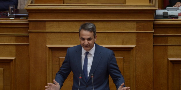HELLENIC PARLIAMENT, ATHENS, ATTIKI, GREECE - 2017/08/01: Kyriakos Mitsotakis leader of the main opposition and President of New Democracy party, during his speech in Hellenic Parliament. (Photo by Dimitrios Karvountzis/Pacific Press/LightRocket via Getty Images)