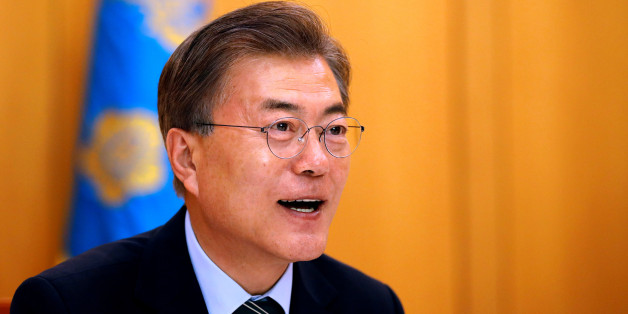 South Korean President Moon Jae-in speaks during an interview with Reuters at the Presidential Blue House in Seoul, South Korea June 22, 2017. REUTERS/Kim Hong-Ji