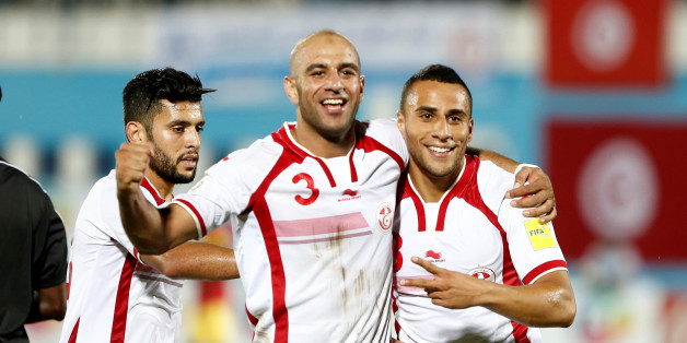 Football Soccer - Tunisia v Guinea - World Cup 2018 Qualifier - Monastir's Olympic Stadium Mustapha Ben Jannet Monastir, Tunisia - 9/10/16. Tunisia's Aymen Abdennour and Anis Ben Hatira celebrate after scoring. REUTERS/Zoubeir Souissi