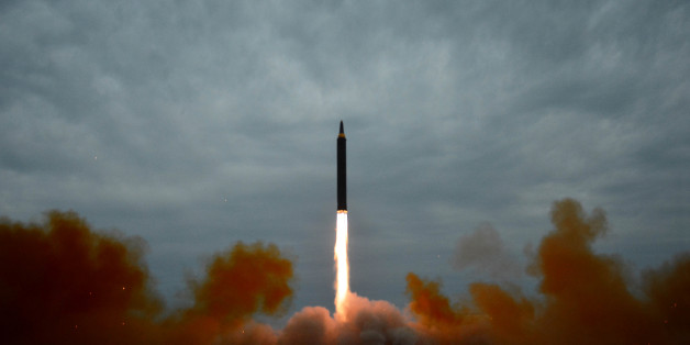 A missile is launched during a long and medium-range ballistic rocket launch drill in this undated photo released by North Korea's Korean Central News Agency (KCNA) in Pyongyang on August 30, 2017. KCNA/via REUTERS ATTENTION EDITORS - THIS IMAGE WAS PROVIDED BY A THIRD PARTY. REUTERS IS UNABLE TO INDEPENDENTLY VERIFY THIS IMAGE. SOUTH KOREA OUT. NO THIRD PARTY SALES. NOT FOR USE BY REUTERS THIRD PARTY DISTRIBUTORS.