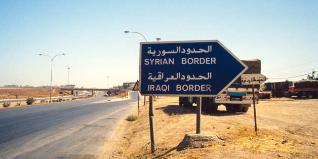 The signpost to the border crossing in Eastern Jordan.