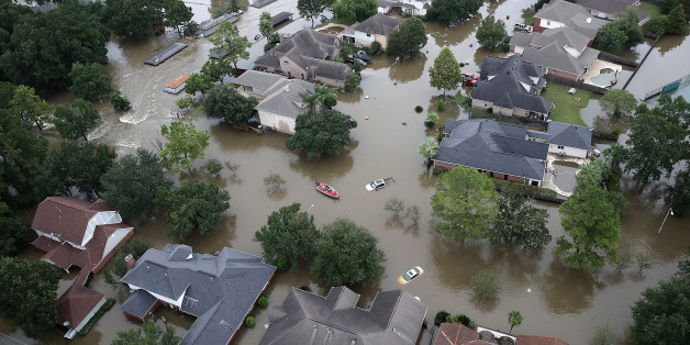 HOUSTON, TX - AUGUST 30: Flooded homes are shown near Lake Houston following Hurricane Harvey August 29, 2017 in Houston, Texas. The city of Houston is still experiencing severe flooding in some areas due to the accumulation of historic levels of rainfall, though the storm has moved to the north and east. (Photo by Win McNamee/Getty Images)