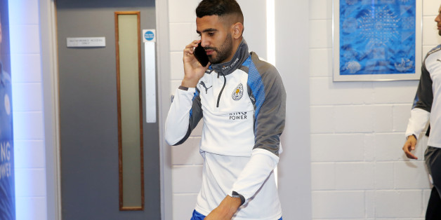 LEICESTER, ENGLAND - AUGUST 19: Riyad Mahrez arrives ahead of the Premier League match between Leicester City and Brighton and Hove Albion at King Power Stadium on August 19 , 2017 in Leicester, United Kingdom. (Photo by Plumb Images/Leicester City FC via Getty Images)