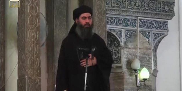 A man purported to be the reclusive leader of the militant Islamic State Abu Bakr al-Baghdadi has made what would be his first public appearance at a mosque in the centre of Iraq's second city, Mosul, according to a video recording posted on the Internet on July 5, 2014, in this still image taken from video. There had previously been reports on social media that Abu Bakr al-Baghdadi would make his first public appearance since his Islamic State in Iraq and the Levant (ISIL) changed its name to t