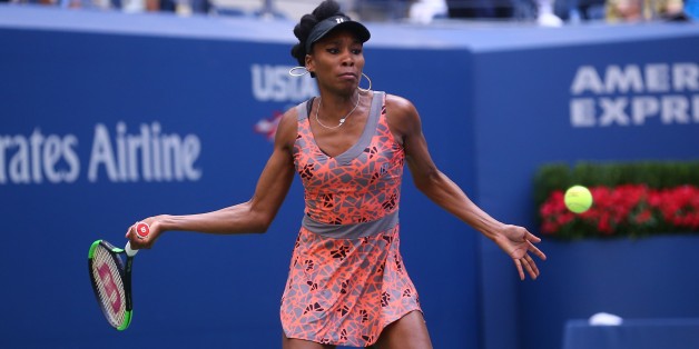 NEW YORK, USA - SEPTEMBER 1: Venus Williams of Czech Republic competes against Maria Sakkari (not seen) of Greece in Women's Singles tennis match within 2017 US Open Tennis Championships at Arthur Ashe Stadium in New York, United States on September 1, 2017.
(Photo by Volkan Furuncu/Anadolu Agency/Getty Images)