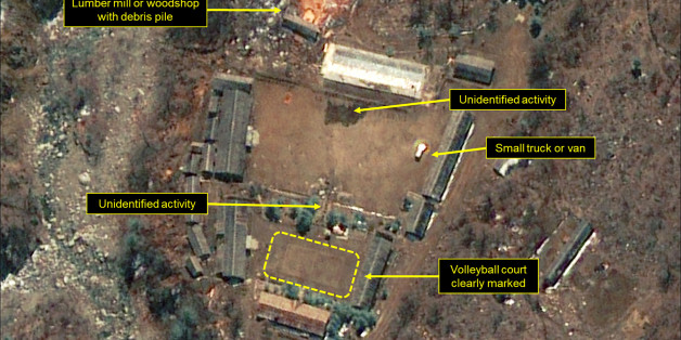 PUNGGYE-RI NUCLEAR TEST SITE, NORTH KOREA - APRIL 19, 2017. Figure 2. Several unidentified objects and activities observed at the Main Administrative Area. (Photo DigitalGlobe/38 North via Getty Images)