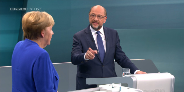 Martin Schulz im TV Duell mit Angela Merkel.
