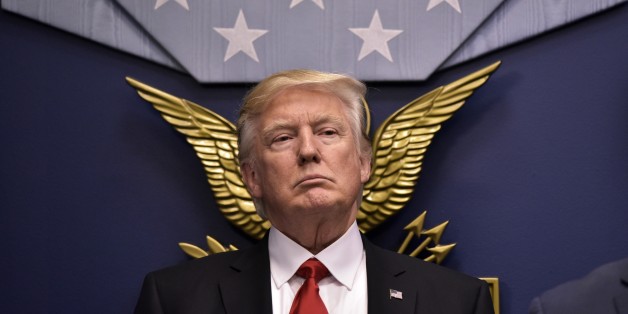 US President Donald Trump speaks following the ceremonial swearing-in of James Mattis as secretary of defense on January 27, 2017, at the Pentagon in Washington, DC. / AFP / MANDEL NGAN (Photo credit should read MANDEL NGAN/AFP/Getty Images)