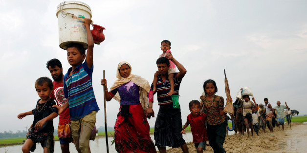 Des réfugiés Rohingya à la frontière entre la Birmanie et le Bangladesh, le 3 septembre 2017