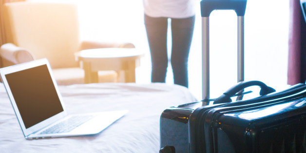 Businesswoman in hotel room
