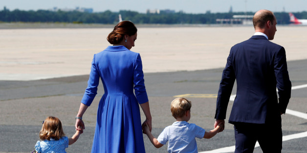 Prince William, the Duke of Cambridge, his wife Catherine, The Duchess of Cambridge, Prince George and Princess Charlotte arrive at Tegel airport in Berlin, Germany, July 19, 2017. REUTERS/Fabrizio Bensch
