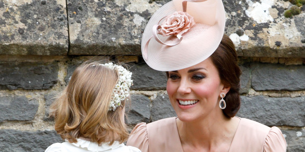 ENGLEFIELD GREEN, UNITED KINGDOM - MAY 20: (EMBARGOED FOR PUBLICATION IN UK NEWSPAPERS UNTIL 48 HOURS AFTER CREATE DATE AND TIME) Catherine, Duchess of Cambridge and Princess Charlotte of Cambridge attend the wedding of Pippa Middleton and James Matthews at St Mark's Church on May 20, 2017 in Englefield Green, England. (Photo by Max Mumby/Indigo/Getty Images)