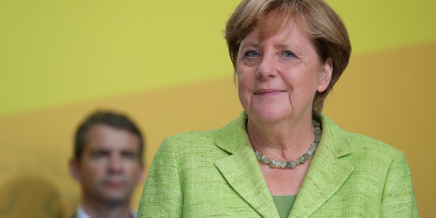 Angela Merkel, Germany's chancellor and Christian Democratic Union (CDU) leader, stands on stage after speaking during an election campaign rally in Torgau, Germany, on Wednesday, Sept. 6, 2017. Merkel, who projects herself as a force for stability in a world buffeted by turmoil, has maintained a dominant lead in the polls over Social Democratic challenger Martin Schulz. Photographer: Krisztian Bocsi/Bloomberg via Getty Images