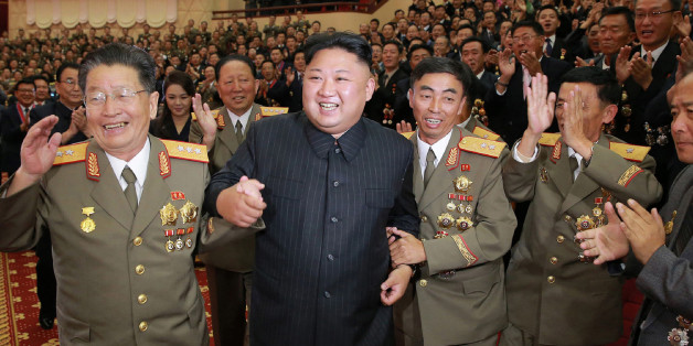 This undated picture released by North Korea's official Korean Central News Agency (KCNA) on September 10, 2017 shows North Korean leader Kim Jong-Un (front 2nd L) attending an art performance dedicated to nuclear scientists and technicians, who worked on a hydrogen bomb which the regime claimed to have successfully tested, at the People's Theatre in Pyongyang. / AFP PHOTO / KCNA VIA KNS / STR / South Korea OUT / REPUBLIC OF KOREA OUT ---EDITORS NOTE--- RESTRICTED TO EDITORIAL USE - MANDATORY