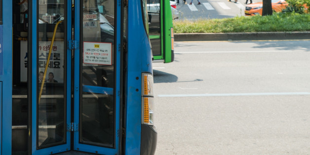 Seoul, South Korea - May 28, 2017 : 441 Bus in Seoul, South Korea, every morning the bus is full of people.