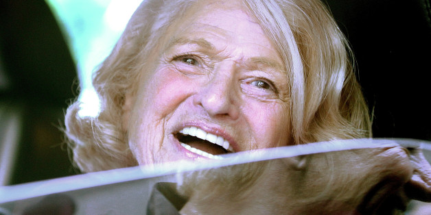 NEW YORK, NY - JUNE 26: Defense of Marriage Act (DOMA) plaintiff Edith 'Edie' Windsor smiles while departing a press conference in Manhattan following the U.S. Supreme Court ruling on DOMA on June 26, 2013 in New York City. It was the death of Windsor's life partner of 42 years, Thea Clara Spyer, which led to the case. The high court struck down the Defense of Marriage Act (DOMA) and ruled that supporters of California's ban on gay marriage, Proposition 8, could not defend it before the Supreme