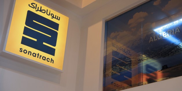 A picture shows the logo of Algerian state energy giant Sonatrach during the World Gas Conference exhibition in Paris on June 2, 2015. AFP PHOTO / ERIC PIERMONT (Photo credit should read ERIC PIERMONT/AFP/Getty Images)