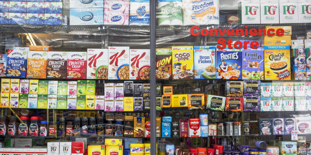 Window display showing the retail products being sold in a Kensington convenience store, on 31st August 2017, in London England. (Photo by Richard Baker / In Pictures via Getty Images)