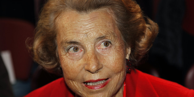 Liliane Bettencourt, heiress to the L'Oreal fortune, attends French designer Franck Sorbier's Haute Couture Spring-Summer 2011 fashion show in Paris January 26, 2011. REUTERS/Charles Platiau (FRANCE - Tags: FASHION BUSINESS HEADSHOT)