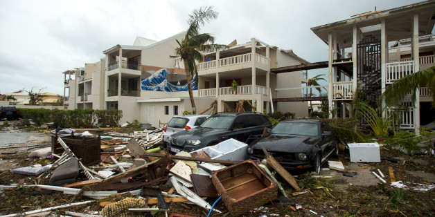 A photo taken on September 6, 2017 shows damage outside the 'Mercure' hotel in Marigot, on the Bay of Nettle, on the island of Saint-Martin in the northeast Caribbean, after the passage of Hurricane Irma.
France, the Netherlands and Britain on September 7 sent water, emergency rations and rescue teams to their stricken territories in the Caribbean hit by Hurricane Irma, which has killed at least 10 people. The worst-affected island so far is Saint Martin, which is divided between the Netherlands and France, where eight of the 10 confirmed deaths took place.
/ AFP PHOTO / Lionel CHAMOISEAU (Photo credit should read LIONEL CHAMOISEAU/AFP/Getty Images)