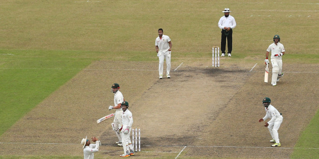 MIRPUR, BANGLADESH - AUGUST 28: Matthew Renshaw of Australia is caught at slip by Soumya Sarkar of Bangladesh off the bowling of Shakib Al Hasan during day two of the First Test match between Bangladesh and Australia at Shere Bangla National Stadium on August 28, 2017 in Mirpur, Bangladesh. (Photo by Robert Cianflone/Getty Images)
