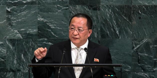 North Korea's Foreign Minister Ri Yong Ho addresses the 72nd session of the United Nations General assembly at the UN headquarters in New York on September 23, 2017. / AFP PHOTO / Jewel SAMAD (Photo credit should read JEWEL SAMAD/AFP/Getty Images)