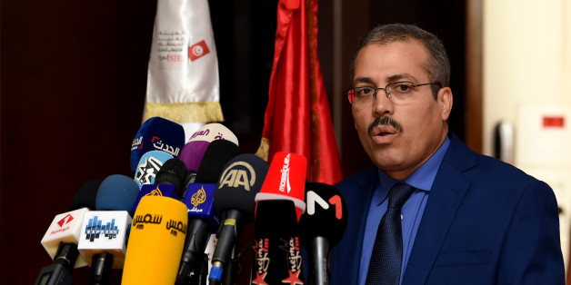 The Acting President of the Independent High Authority for Elections (ISIE), Anouar Ben Hassine, gives a speech during a meeting in the capital Tunis with all political parties to decide on the date of the next municipal elections on September 18, 2017. / AFP PHOTO / FETHI BELAID (Photo credit should read FETHI BELAID/AFP/Getty Images)