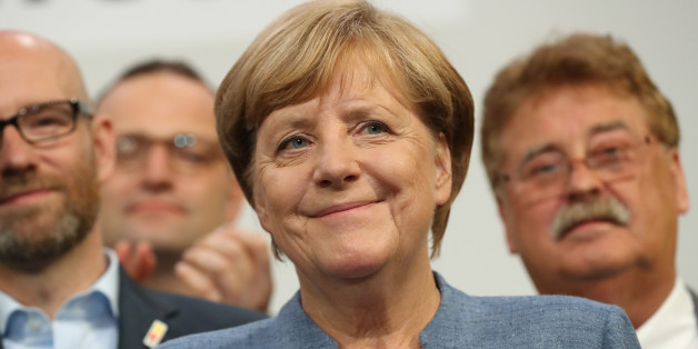 BERLIN, GERMANY - SEPTEMBER 24: German Chancellor and Christian Democrat (CDU) Angela Merkel smiles while thanking supporters at CDU headquarters at the end of the election evening following federal elections results that give the CDU 33% of the vote, giving it a first place finish, though 8.5% less than in the last election four years ago, on September 24, 2017 in Berlin, Germany. Chancellor Merkel is seeking a fourth term and coming weeks will likely be dominated by negotiations between parti