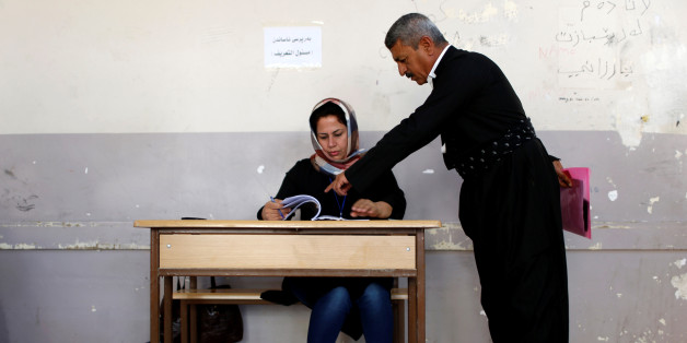 A man arrives to vote during Kurds independence referendum in Erbil, Iraq September 25, 2017. REUTERS/Ahmed Jadallah