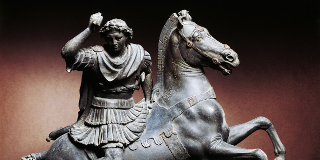 UNSPECIFIED - CIRCA 2002: Equestrian statue of Alexander the Great in bronze. Roman civilization, 1st century AD. Naples, Museo Archeologico Nazionale (Archaeological Museum) (Photo by DeAgostini/Getty Images)